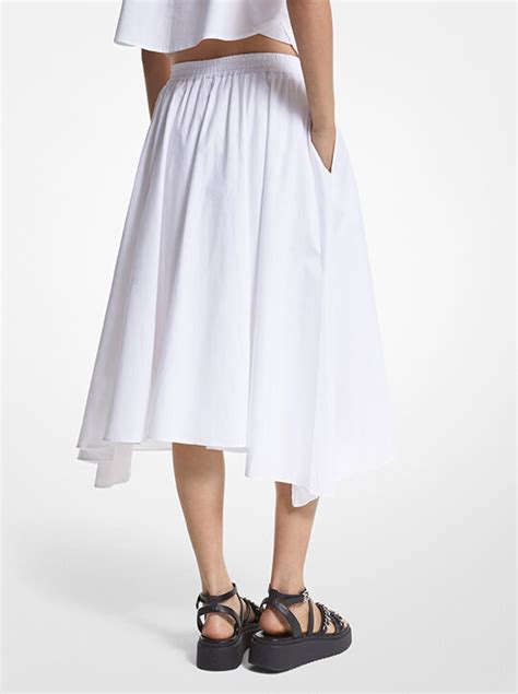 Stretch Organic Cotton Poplin Handkerchief Midi Skirt 